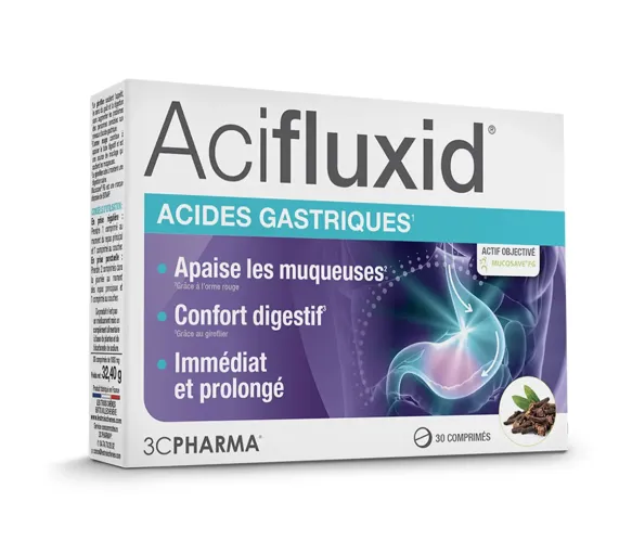 Acifluxid acides gastriques 3C Pharma - boîte de 30 comprimés