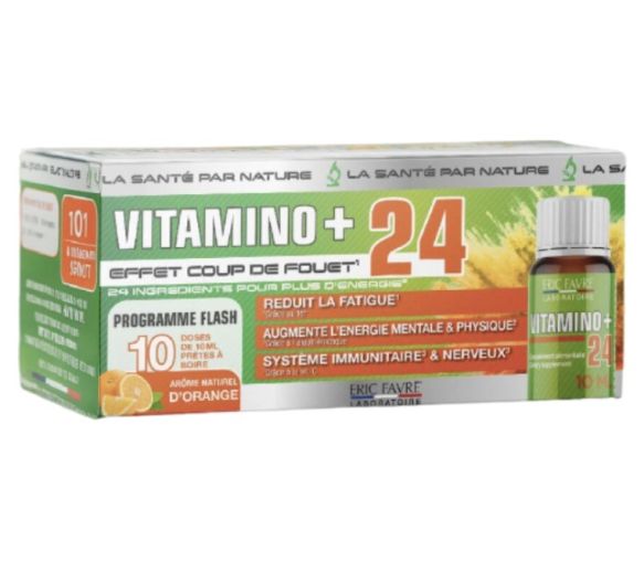 Vitamino+24 effet coup de fouet arôme orange Eric Favre - boite de 10 doses de 10ml - image 1