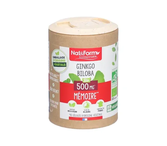 Ginkgo biloba 500mg Bio mémoire Nat&Form – 90 gélules