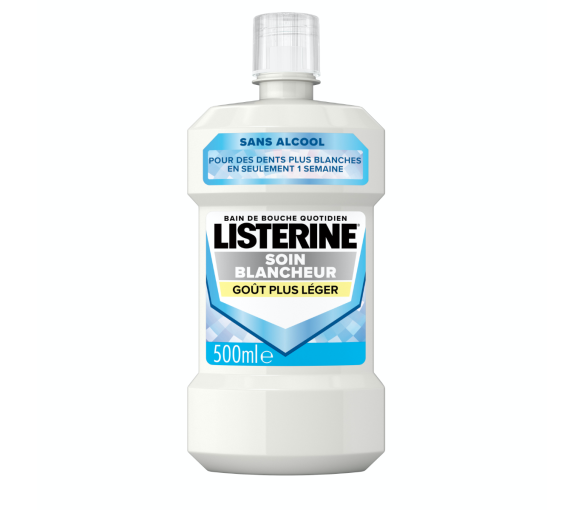 Bain de bouche soin blancheur goût plus léger Listerine - flacon de 500ml - image 1