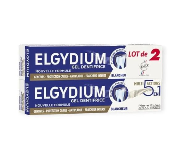 Dentifrice Multi-Actions 5en1 Elgydium - 2 tubes de 75ml