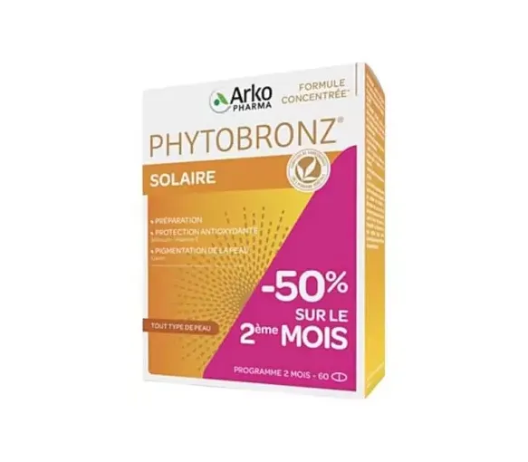 Phytobronz Solaire Arkopharma - boite de 60 capsules offre spéciale