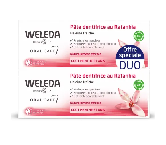 Pâte dentifrice au ratanhia Weleda - lot de 2 tubes de 75ml - image 1