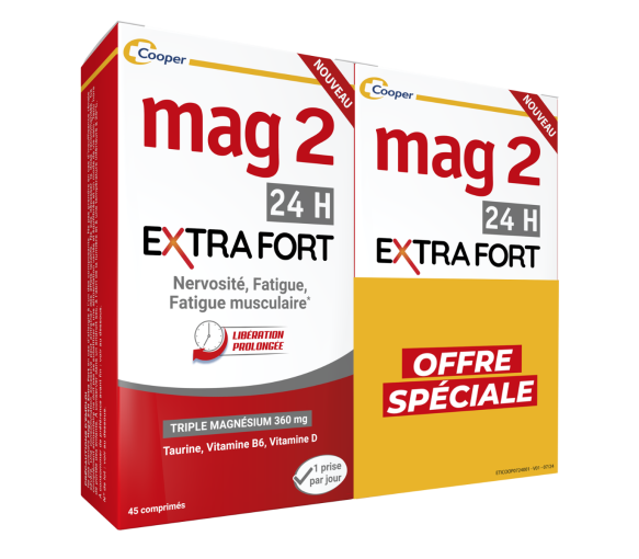 Mag2 extra fort 24h Cooper - offre spéciale lot de 2 boîtes de 45 comprimés - image 1