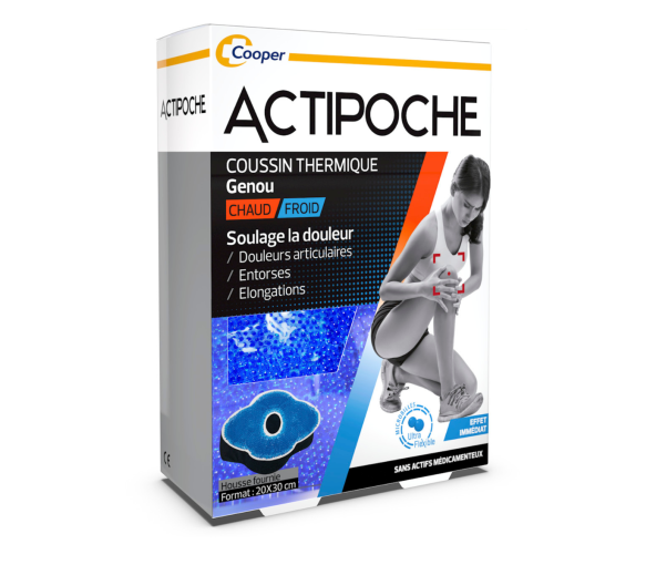 Actipoche coussin thermique genou chaud/froid Cooper - coussin thermique + housse - image 1