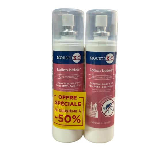 Mousti K.O lotion anti-moustique bébés dès 6 mois et femme enceinte Marque verte - lot de 2 sprays de 100ml offre spéciale - image 1