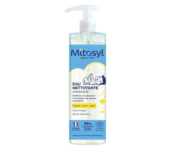 Eau nettoyante apaisante sans rinçage dès la naissance Mitosyl - flacon-pompe de 500ml - image 1