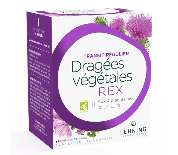 Dragées végétales REX bio Lehning - boite de 60 gélules