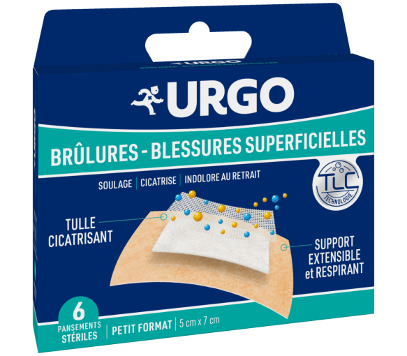 Pansements Urgo brûlures/blessures superficielles - boîte de 6 pansements stériles petit format - image 1