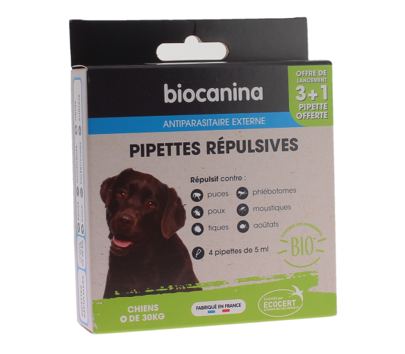 Pipettes répulsives pour chien de plus de 30kg Biocanina - boite de 3 pipettes de 5ml - image 2