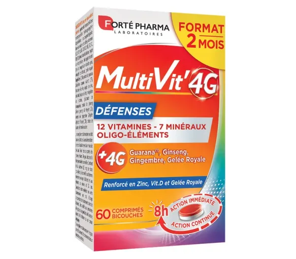 MultiVit' 4G Défenses Forté Pharma - boite de 60 comprimés bicouches - image 1