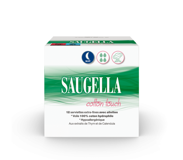 Cotton touch serviette extra-fine avec ailettes nuit Saugella - boite de 12 serviettes - image 1
