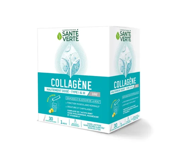 Collagène hautement dosé goût citron Santé Verte - boîte de 30 sticks de poudre - image 1