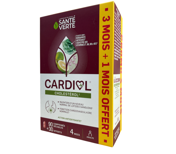 Cardiol Cholestérol Santé Verte - boîte de 90 gélules dont 1 mois offert - image 1
