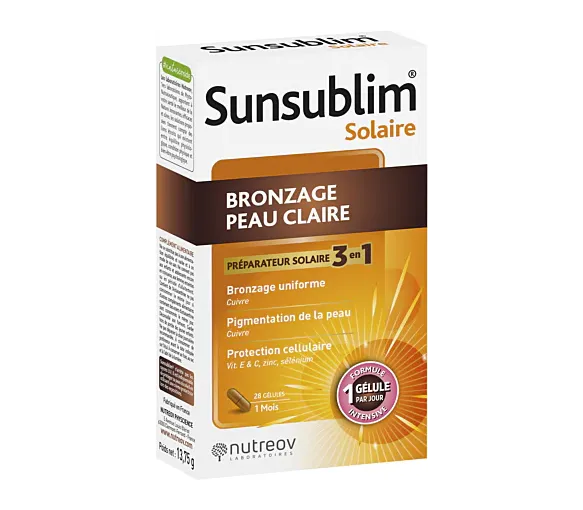 Sunsublim bronzage peau claire Nutreov - boîte de 28 capsules