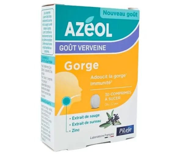 Azéol Gorge goût verveine Pileje - boîte de 30 comprimés à sucer