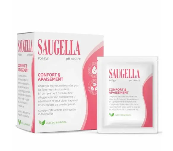 Poligyn lingettes intimes Saugella - boite de 10 lingettes individuelles - image 1