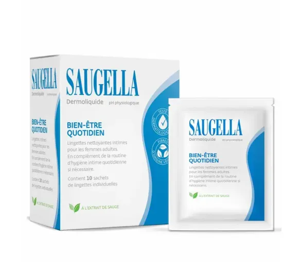 Dermoliquide lingettes intimes Saugella - boite de 10 lingettes individuelles - image 1