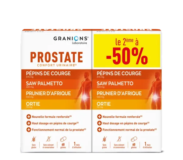 Prostate confort urinaire Granions - 2 boîtes de 60 gélules