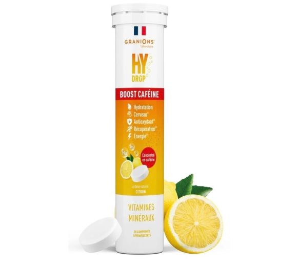 Hydrop Boost caféine solution d'hydratation arôme citron Granions - tube de 20 comprimés effervescents - image 1