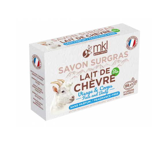 Savon surgras au lait de chèvre bio MKL Green Nature - pain de 100g - image 1