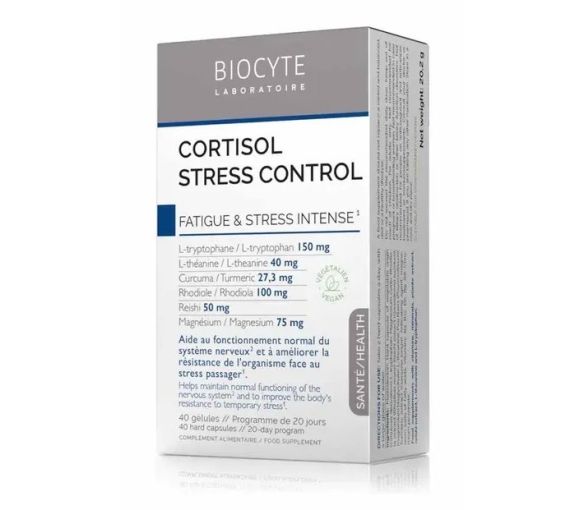 Cortisol Stress Control fatigue et stress intense Biocyte - boite de 40 gélules