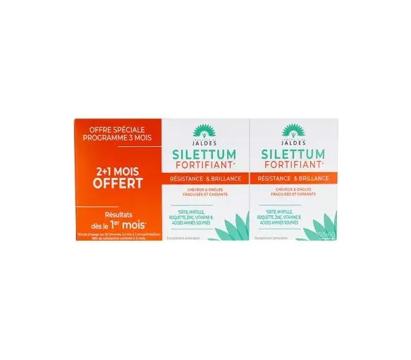 Silettum Fortifiant Jaldes - lot de 3 boîtes de 60 comprimés 2+1 offerte