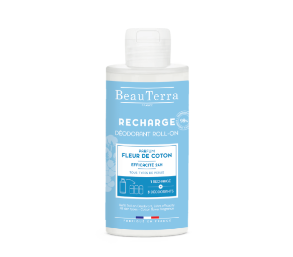 Recharge déodorant Fleur de coton roll-on Beauterra - flacon de 150ml - image 1