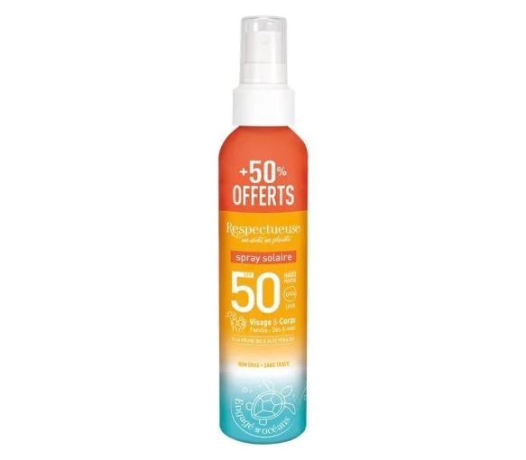 Spray solaire SPF50 Respectueuse - spray de 150ml offre spéciale