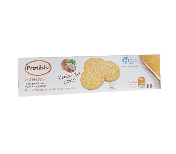Protibis Galettes à la noix de coco HP/HC Nestlé Health Science  - boîte de 16 galettes