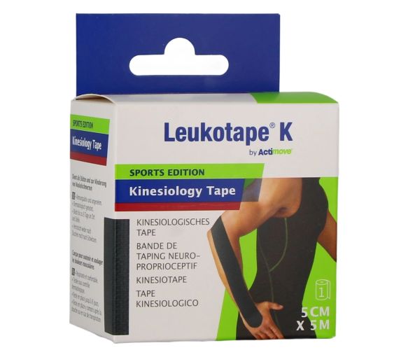 Leukotape K bande de taping neuro-proprioceptif BSN Médical – 5cm x 5m noir