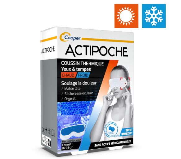 Actipoche coussin thermique chaud/ froid yeux & tempes Cooper - 1 coussin thermique 8x24 cm - image 1