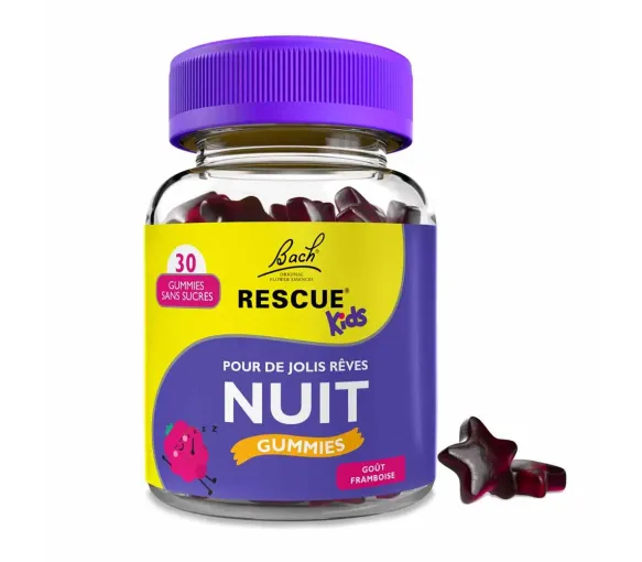 Rescue nuit kids gummies jolis rêves goût framboise - pot de 30 gummies