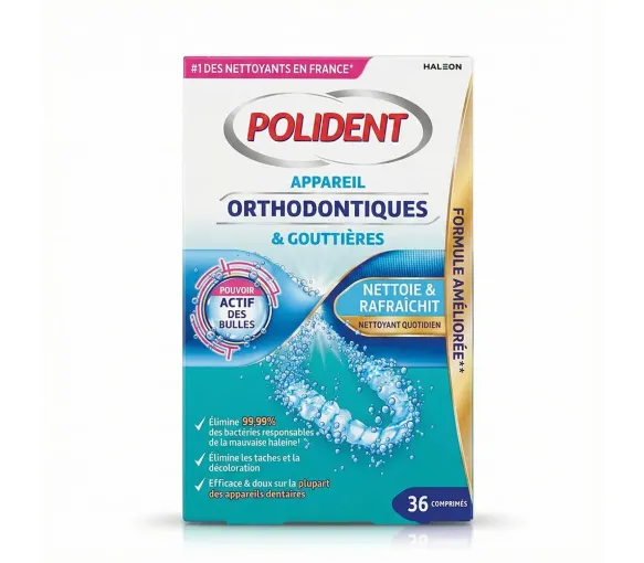 Polident nettoyant appareil orthodontique et gouttière - boite de 36 comprimés