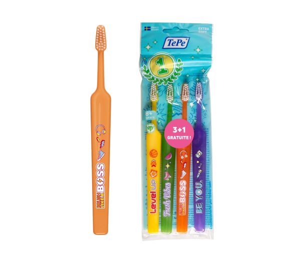 Brosses à dents kids extra-souples TePe - lot de 4 brosses à dents - image 1
