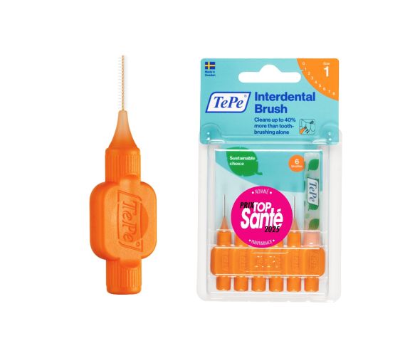 Brossettes interdentaires originales orange taille 1 (0,45mm) TePe - 6 brossettes - image 1