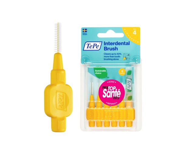 Brossettes interdentaires originales jaune taille 4 (0.7 mm) TePe - 6 brossettes - image 1