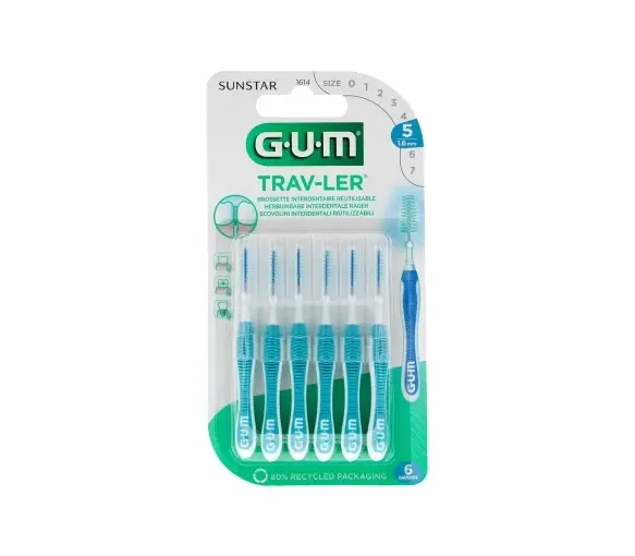 Brossette interdentaire antibactérienne Trav-ler 1.6mm Gum - 6 brossettes