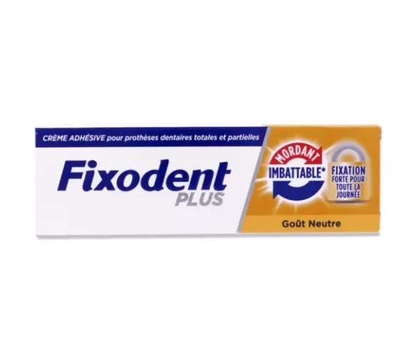 Crème adhésive mordant imbattable Fixodent plus - tube 35g