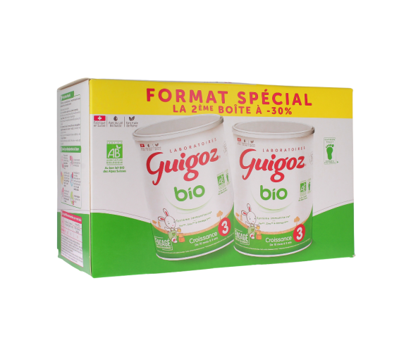 Lait de croissance bio de 10 mois à 3 ans Guigoz - lot de 2 boîtes de 800g - image 1