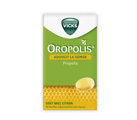 Oropolis propolis goût miel citron sans sucres Vicks - boite de 20 pastilles - image 1