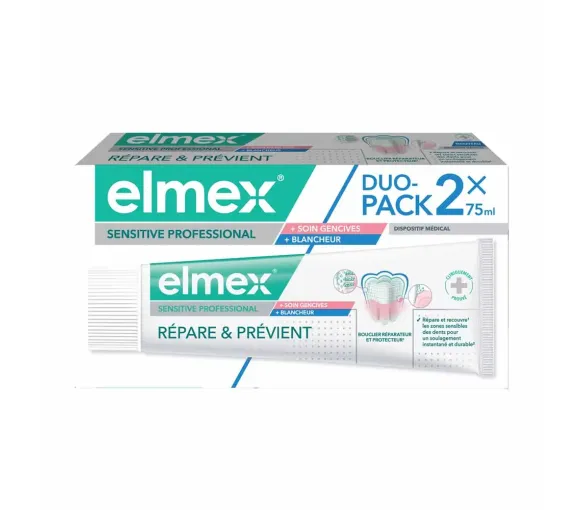 Sensitive professional dentifrice répare et prévient Elmex - lot de 2 tubes de 75ml