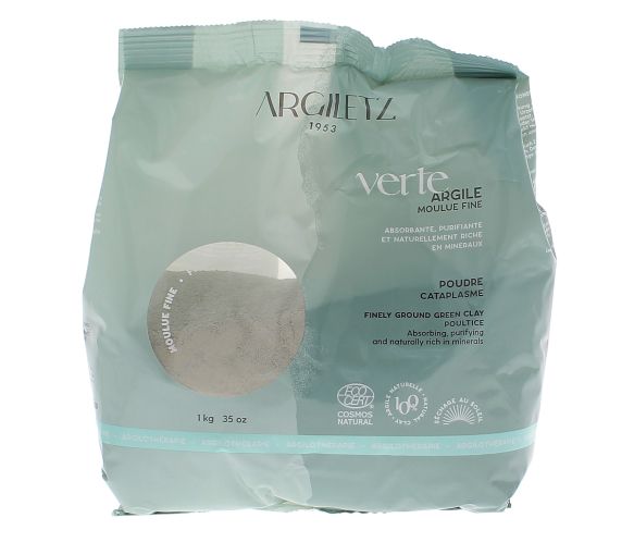 Argile verte moulue fine Argiletz - sachet de 1 kg