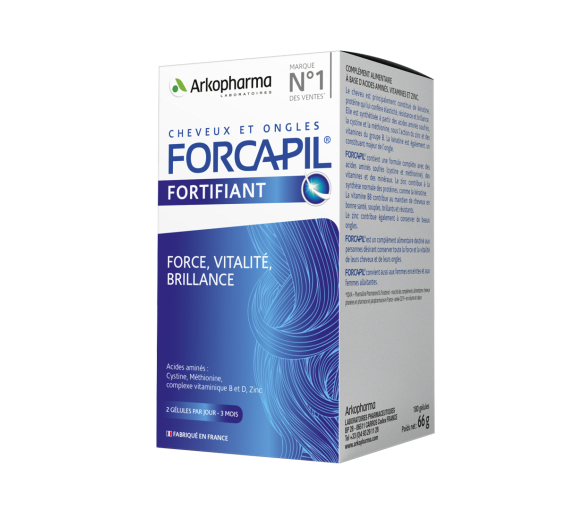 Forcapil cheveux et ongles Arkopharma - boîte de 180 gélules