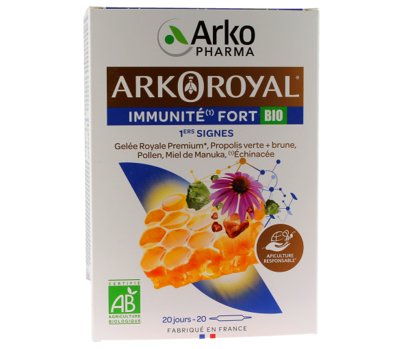 Arkoroyal Immunité Fort 1ers signes bio Arkopharma - boîte de 20 ampoules de 10 ml - image 1