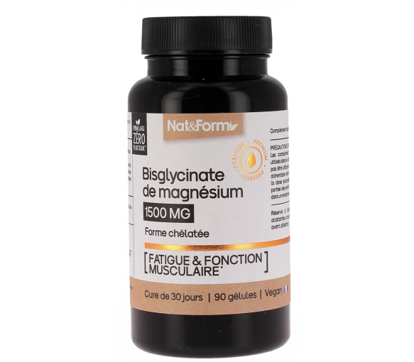 Bisglycinate de magnésium 1500mg Nat&Form - pot de 90 gélules - image 1