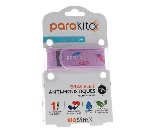 Bracelet anti-moustique rechargeable junior Plumes Para'kito - 1 bracelet + 2 recharges - image 1
