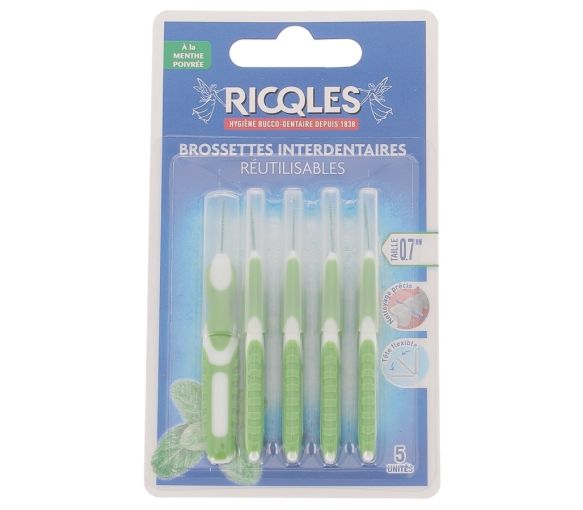 Brossettes interdentaires 0,7 mm Ricqles - 5 brossettes réutilisables