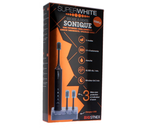Brosse à dents sonique souple coloris noir Superwhite - boîte de 5 pièces - image 1