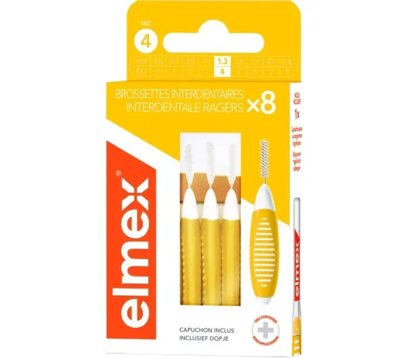 Brossettes interdentaires jaune taille 4 (1,3mm) Elmex - boite de 8 brossettes - image 1